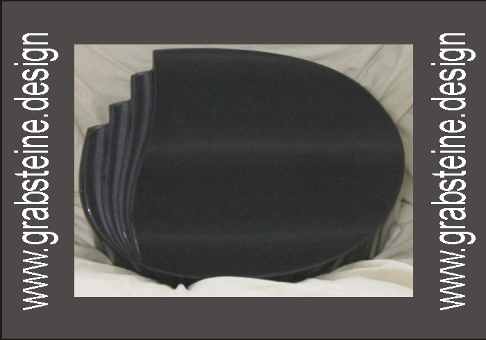 Grabstein oval M11, 40cm x 30cm x 12cm, schwarz polierter Granit