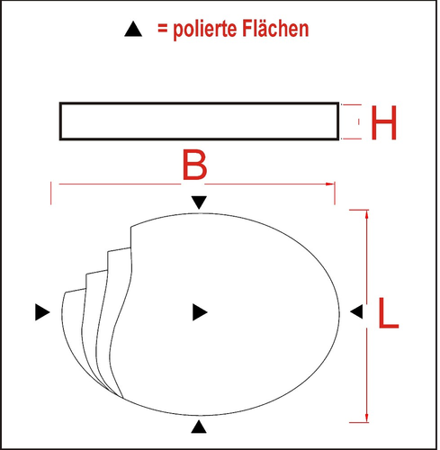 Grabstein oval M11, 40cm x 30cm x 12cm, schwarz polierter Granit