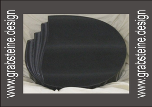 Grabstein oval M11, 40cm x 30cm x 12cm, schwarz polierter...