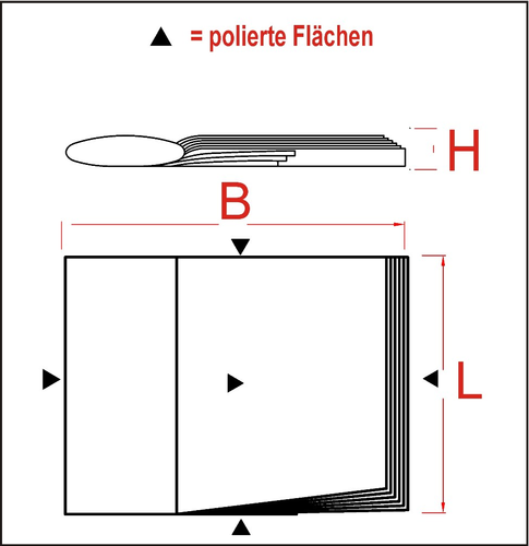 Grabstein Buchform M20, 40cm x 30cm x 6cm, schwarz polierter Granit