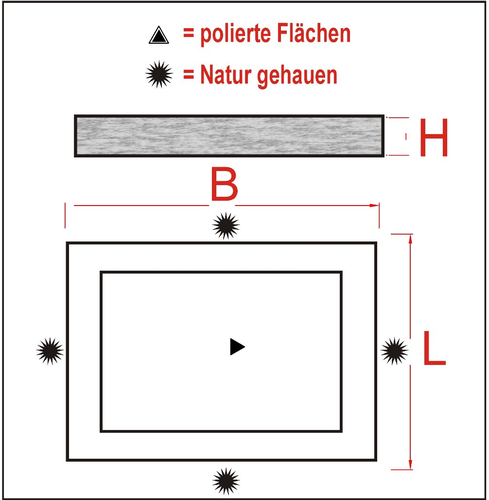 Grabstein M4, 50cm x 40cm x 12cm, grauer Granit, rechteckig