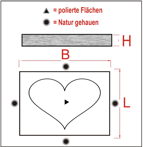 Grabstein M4, 50cm x 40cm x 12cm, grauer Granit, rechteckig